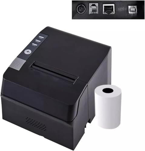 Thermal Receipt Printer, 80mm POS Printer, Restaurant Kitchen Printer with Auto Cutter, USB/Ethernet Interface for Windows/Mac/Linux, Support Cash Drawer, Not Compatible with Square