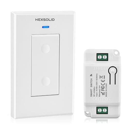 Wireless Light Switch and Receiver Kit No Wiring No WiFi 100ft RF Range Remote Light Switch for 200W LED Lamp Ceiling Light Fan Pre-Programmed (1 Pack Switch+1 Receiver)