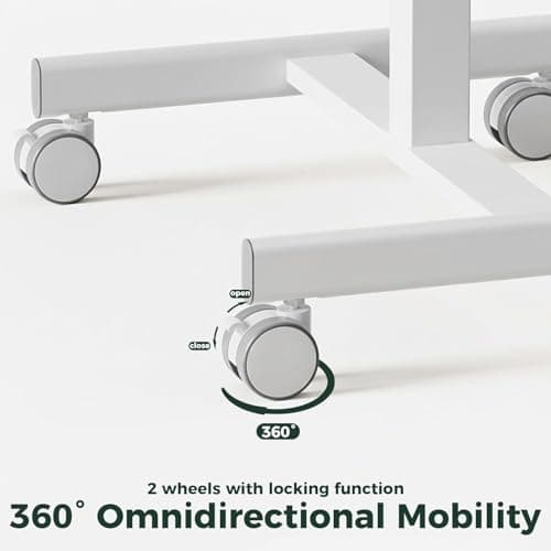SageNest Mobile Small Standing Desk - Adjustable Height Rolling Laptop Desk with Lockable Wheels, Workstation for Home Office & Classroom, White 5