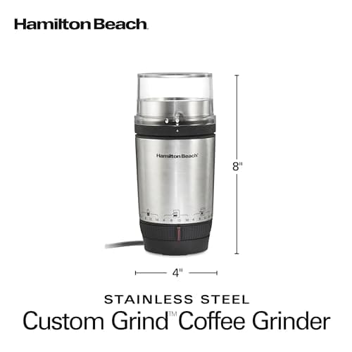 Hamilton Beach Custom Grind Electric Coffee Grinder for 4-14 Cups, One-Press Hand-Free Operation with Auto Shutoff, Removable Grinding Bowl For Easy Pour and Clean, Stainless Steel (80406) 8