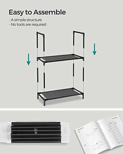 SONGMICS Shoe Rack, 10-Tier Shoe Shelf, Shoe Storage Organizer, 11 x 17.7 x 68 Inches, Metal Frame, Non-Woven Fabric Shelves, for Entryway, Bedroom, Black ULSH010B02 7