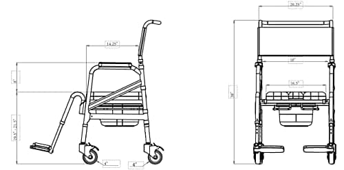 SolutionBased - - Lightweight Aluminum Folding Rolling Shower Chair for Elderly and Disabled - Rolling Commode Shower Wheelchair - Commode - Handicap Shower Chair with Wheels 8