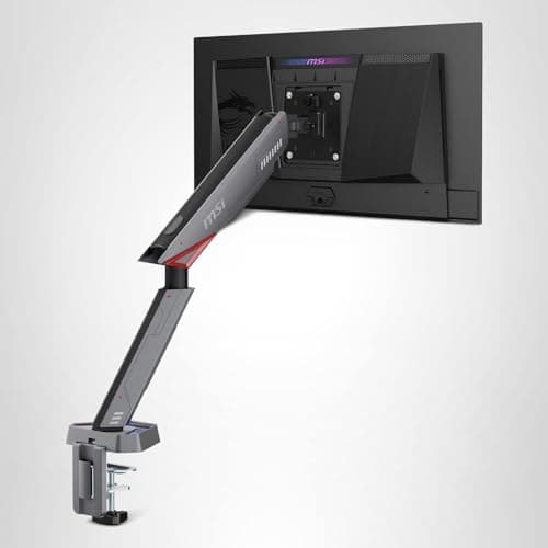 MSI MPG MT161R - Premium RGB Single Monitor Stand Arm, Supports 17-45" Screens and 35.2 lbs, VESA Compatible, Adjustable Spring Assisted Mount, Clamp & Grommet, Quick Release Plate - Black 8