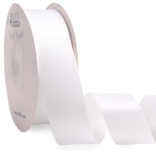 Ribbli White Satin Ribbon Double Faced Satin 1-1/2 Inch x Continuous 50 Yards-White Ribbon for Gift Wrapping Crafts Wedding Decoration Bows Bouquet Floral Arrangement