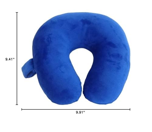 Wolf Essentials Kids Travel Neck Pillow - Cozy Soft Microfiber, Compact Design for Airplane, Car Seat, or Toddler Travel Support – Blue 5