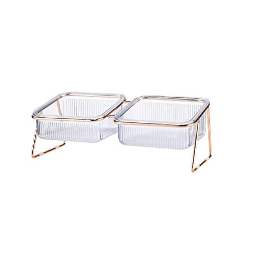 Elevated Cat Bowls, 5.5 inches Food & Water Bowls 15° Tilted Raised Food Feeding Dishes with Iron Stand for Cats and Puppy, with 2 Large Bowl and 4 Anti Slip Feet, Dishwasher Safe 7