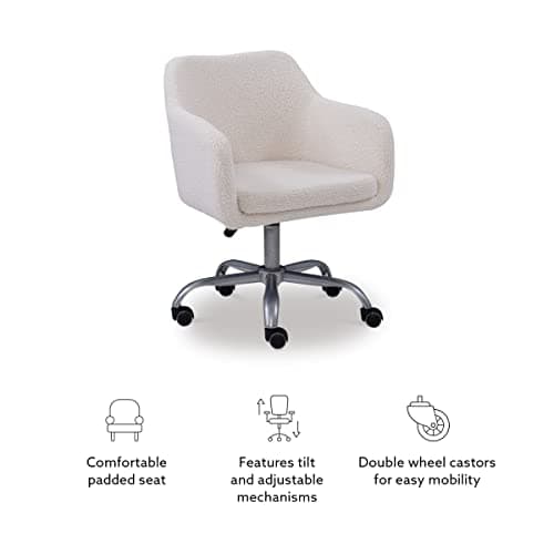 Linon Home Decor Products Linon Brooklyn Sherpa Office Chair, Ivory 14