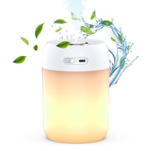 SZO Night Lights Humidifiers For Bedroom, USB Rechargeable, LED Lights For Bedroom,4 Mode Portable Humidifier Fit For Various Scenarios,<28dB, Auto Shut-off, Ideal For Home Travel Plants(White）
