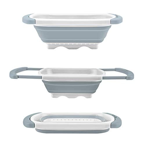 Qimh Collapsible Colander | Over The Sink Silicone Kitchen Strainers and Colanders with Extendable Handles | Veggies, Fruit and Pasta Foldable Strainer for Kitchen, 6-Quart, BPA Free 8