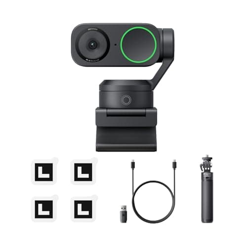 Insta360 Link 2 Tripod Bundle - PTZ 4K Webcam for PC/Mac, 1/2" Sensor, AI Tracking, HDR, AI Noise-Canceling Mic, Gesture Control for Streaming, Video Calls, Gaming, Works with Zoom, Teams, Twitch