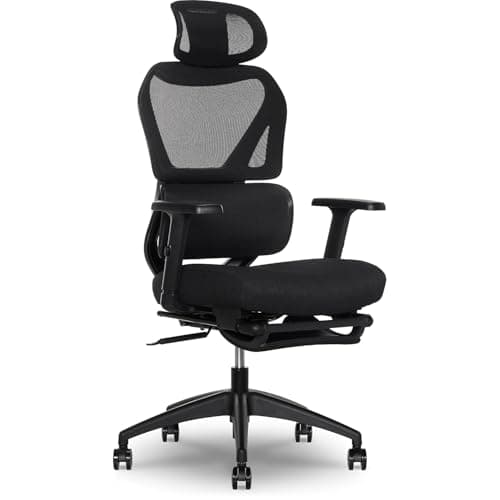 Sharper Image S-850 Heated Ergonomic Mesh Swivel Executive Massage Chair, Black (60106-BLK)