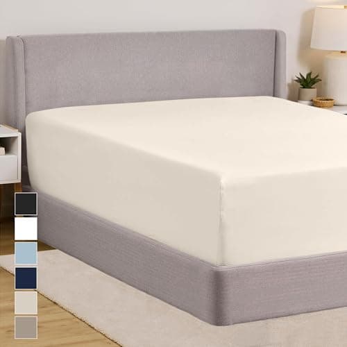 GORILLA GRIP Fitted Sheets, Stay in Place Deep Pocket Bottom Bed Sheets for Mattress, Lightweight Microfiber Sábana, All Around Elastic, Oeko-Tex, Wrinkle and Shrink Resistant, Full Size Cream