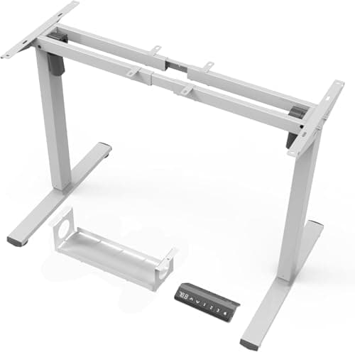 PiomuDek Standing Desk Frame with 330lbs Powerful Dual Motor, Electric Adjustable Height Computer Table Legs, Sit Stand Up Desk Base with Memory Controller, for Home Office, White,ED04NW (Frame Only)