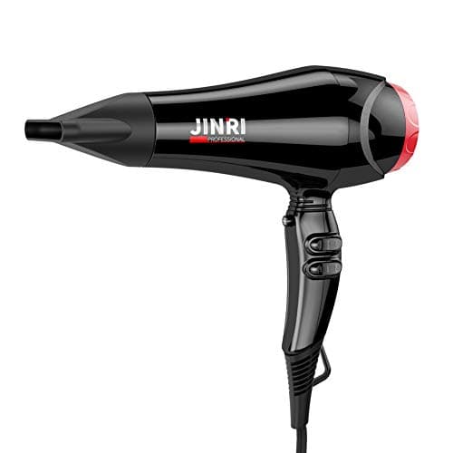 Professional 1875W Tourmaline Ceramic Hair Dryer with Concentrator Nozzle & Negative Ions - Fast Drying, 2 Speed Settings, 3 Temperature Levels, Black
