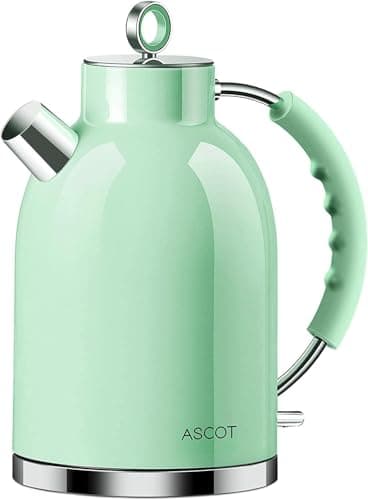 ASCOT Electric Kettle, Stainless Steel Electric Tea Kettle Gifts for Men/Women/Family 1.6L 1500W Retro Tea Heater & Hot Water Boiler, Auto Shut-Off and Boil-Dry Protection (Green)