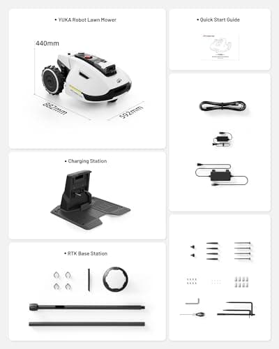 YUKA 1500 Robot Lawn Mower with Sweeper(2024 Version), 3D Vision Positioning & RTK Fusion Mapping System for 0.37 Acres Lawn 45% Slope, Cut Height 1.2"-4.0", Perimeter Wire Free, APP Control 7