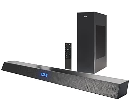 Philips Soundbar with Wireless Subwoofer, Dolby Atmos Sound bar for tv 2.1-Channel Bluetooth Surround Sound System for tv Home Theater Audio Speakers, DTS Play-Fi, Amazon Echo, Airplay 2,Compatible