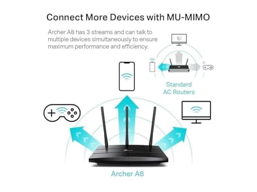 TP-Link AC1900 Smart WiFi Router (Archer A8) -High Speed MU-MIMO Wireless Router, Dual Band Router for Wireless Internet, Gigabit, Supports Guest WiFi 5