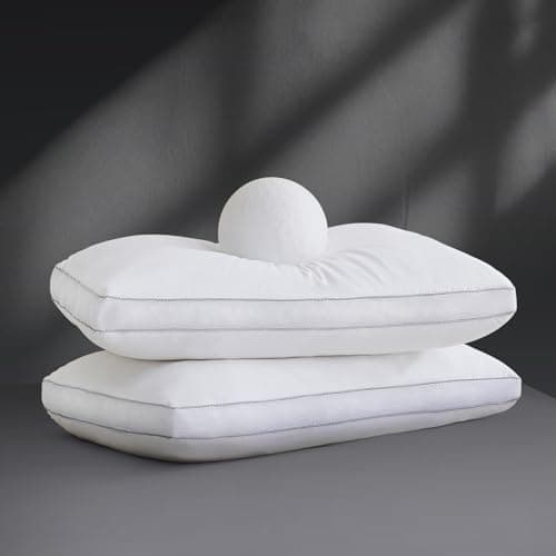 Yalamila Goose Down Bed Pillows Queen Size Set of 2 (White), Hotel Collection Pillows for Sleeping, Gusseted Pillow for Side, Back, or Stomach Sleepers, 20" x 30"