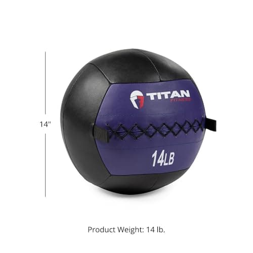 Titan Fitness 14 LB Soft Leather Medicine Wall Ball, Purple Color-Coded Weighted Wall Ball, Full Body Dynamic Exercise Med Ball, Core Fitness, Strength Training, Exercise Conditioning 7