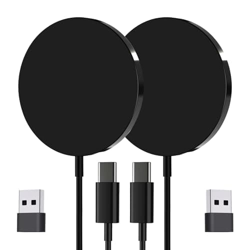 for MagSafe Charger 2 Pack, Magnetic Wireless Charging Pad for iPhone 17/17 Pro/17 Pro Max/Air/16 15 14 13 12 Pro Max Plus & AirPods 2 3 Pro, Strong Magnet, Aluminum Alloy, USB-C/A Ports, Solid Black