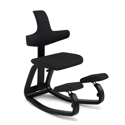 Varier ThatSit Balans Adjustable Ergonomic Kneeling Chair with Backrest, 10-Year Limited Warranty, Designed by Peter Opsvik, Black/Black