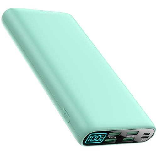 Portable Charger 38800mAh,LCD Display Power Bank,5 USB Outputs Battery Pack Backup, USB-C 3A in&out Travel Essential Portable Phone Charger For iPhone 17/16/15/14/13 Pro,Android Samsung Galaxy-Green