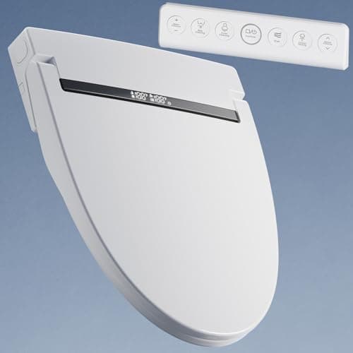 Slim Bidet Toilet Seat, Ultra-Thin Electric Smart Heated Seat with Adjustable Warm Water Wash (Front/Rear/Mobile), Warm Air Dryer, Self-Clean Nozzle, Night Light, LED Display & Remote Control