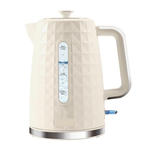 1.7L Electric Kettle, Fast Boiling 1200W Hot Water Boiler, 360° Cordless Design,Electric Tea Kettle for Boiling Water Auto Shut Off Boil Dry Protection，Electric Water Kettle for Coffee Tea,Beige