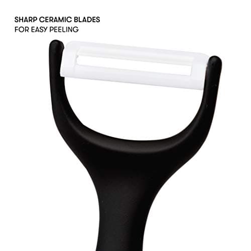 Cooking Light Ceramic Peeler Set with Ultra Sharp and Durable Blades, Ergonomic Handles Black and Red Kitchen Tools, 2 Piece, Black/Red 5