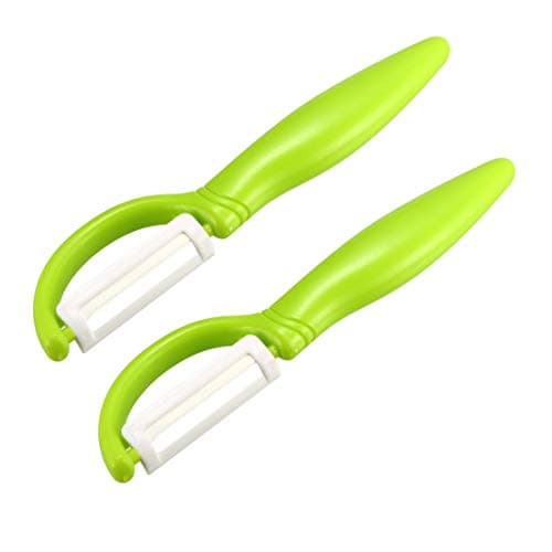 uxcell Multi-Peel Straight Peeler Easy Grip Handles Ceramic Cutter for Kitchen Vegetable, Green, 2Pcs