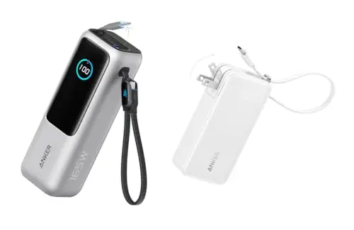 Anker Laptop Power Bank, 25,000mAh Portable Charger with Triple 100W USB-C Ports for Multi-Device Charging Nano 3-in-1 Portable iPhone Charger, 10,000mAh Power Bank