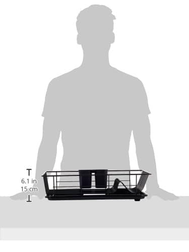 Sweet Home Collection Metal, Plasic ,Dish Drainer Drain Board and Utensil Holder Simple Easy to Use, 12" x 19" x 5", Black 7
