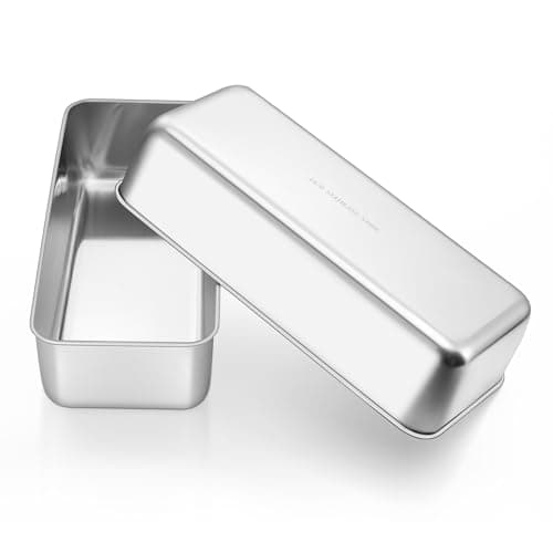 E-far Loaf Pan for Homemade Bread-2 Pack, 12” x 5” Large Stainless Steel Loaf Pans, Long Metal Bread Baking Mold for Banana Cake Meatloaf Sourdough Lasagna, Nontoxic & Dishwasher Safe