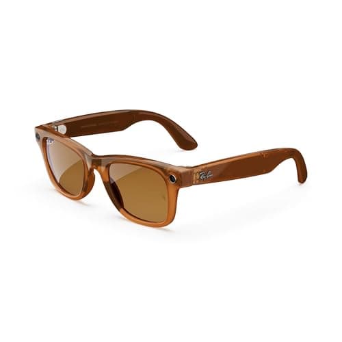 Ray-Ban Meta (Gen 1), Wayfarer, Shiny Caramel | Smart AI Glasses for Men, Women — 12 MP Camera, Open-Ear Speakers, Video Recording, Bluetooth — Polarized Transparent Brown Lenses — Wearable Technology