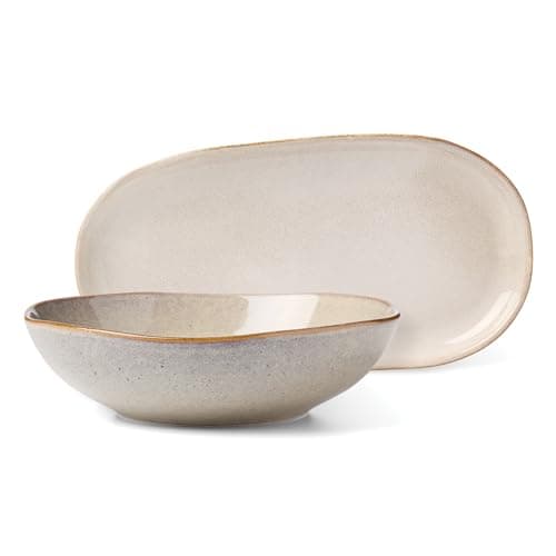 Oneida 897209 Organic Shades 2-Piece Serving Set, Oatmeal