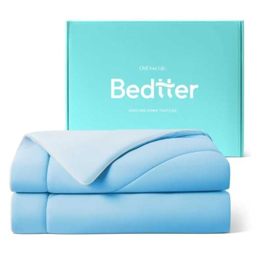 Bedtter® Luxe Cooling Comforter King, Cooling Blanket for Hot Sleepers, Q-Max>0.46 Sorona and Tencel Filling, Double-Sided Cold Breathable Lightweight Blanket, 106"x90", Blue