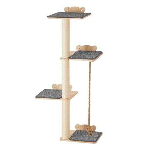 VEVOR 4 Tiers Tall Cat Wall Furniture Set with 4 Jumping Boards, Wall-Mounted Cat Floating Shelf up to 40 lbs, 12 mm Pine Wood Perch for Sleeping, Playing, and Climbing 12