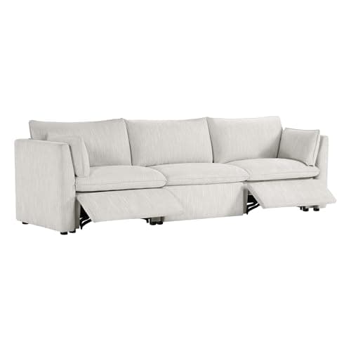 CHITA Power Sectional Down Filled 3 Seat Sofa, Comfty Feather Power Modular Sofa, FSC Certified Modern Cloud Couch with Electric Footrests, 114 inch Width,3 Seat Modular Sofa, Snow