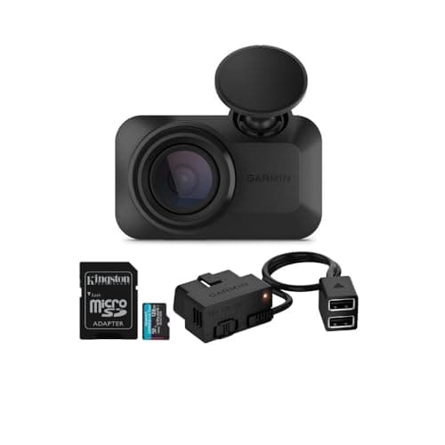 Garmin Dash Cam Mini 3 Ultra-Compact 1080p Camera with 140-Degree Field of View (Black) Bundle with Garmin Constant Power Cable for Dash Cams (Black) and 128GB MicroSDXC Memory Card (3 Items)