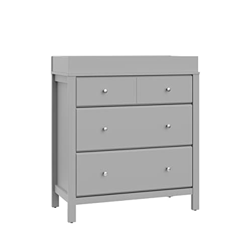 Storkcraft Horizon 3 Drawer Chest with Changing Topper (Pebble Gray) – GREENGUARD Gold Certified, Includes Removable Changing Table Topper, Chest of Drawers for Nursery & Kids Bedroom