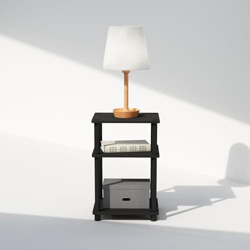 Furinno Just 3-Tier Turn-N-Tube Open Storage Nightstand, 1-Pack, Plastic Poles, Americano/Black 5