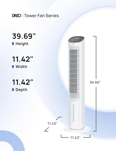 DREO Portable Air Conditioners Fan, 40” Standing Fans that Blow Cold Air, Portable AC，80° Oscillating Evaporative Air Cooler，Removable Water Tank, Ice Packs, Remote Control, 4 Speeds, 7H Timer, White 8