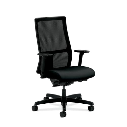 HON Ignition 2.0 Mid-Back - Black Mesh Computer Chair for Office Desk, Black Fabric (HONI2M2AMNC10TK)