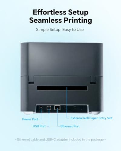 Thermal Transfer & Direct Thermal Label Printer, 4x6 Desktop Printer for Shipping Label Barcode Receipts Tag & Wrist Band, Compatible with UPS FedEx Amazon eBay Shopify, USB & Ethernet Connectivity 7