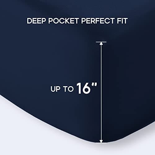 Sonive 2-Pack Queen Fitted Sheets, Deep Pocket Sheets up to 16", Super Soft Brushed Microfiber Fitted Sheet Easy Care Shrinkage and Fade Resistant for All Season Navy 6