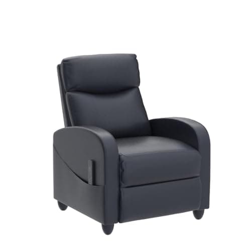 SMUG Recliner Chair Massage Reclining for Adults, Comfortable PU Leather Recliner Sofa Adjustable Home Theater Seating Lounge with Padded Seat Backrest, Small Recliners for Living Room (Black) 5