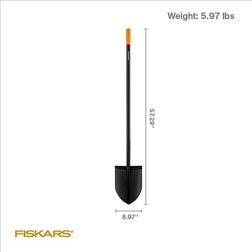 Fiskars Garden Shovel for Digging, Heavy Duty Steel Gardening Tool with Straight Handle 6