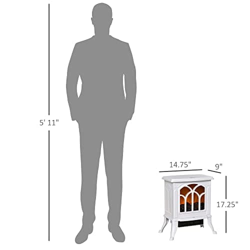 HOMCOM 17" Freestanding Electric Fireplace Stove, Fire Place Heater with Realistic Logs and Flame Effect and Overheat Protection, 750W/1500W, White 7