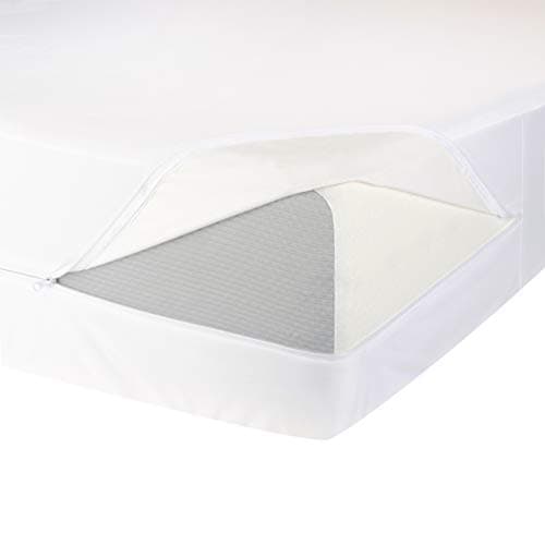 Amazon Basics Waterproof Mattress and Box Spring Protector, Zipper Enclosed Cover to Protect Against Liquid Spills, 12â€œ to 18" Depth, Queen, White 5